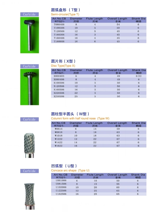 Rt021 Carbide Rotary Burrs Made in China